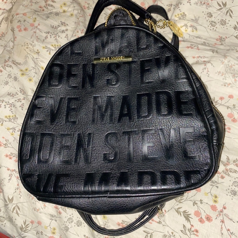 Steve Madden mini black and gold backpack